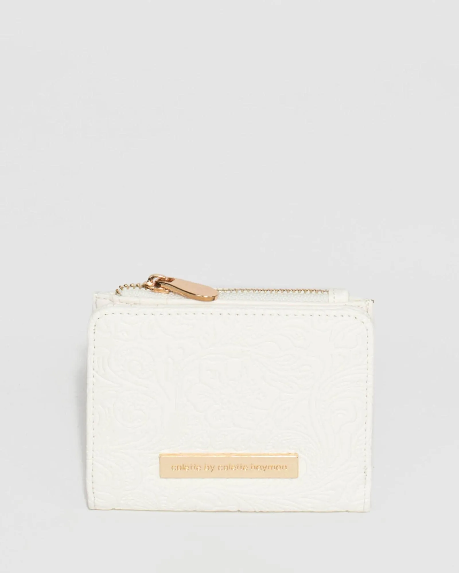 White And Gold Textured Han Mini Wallet sold by Collete Hayman