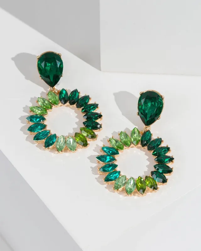 Green Ombre Crystal Halo Earrings sold by Collete Hayman