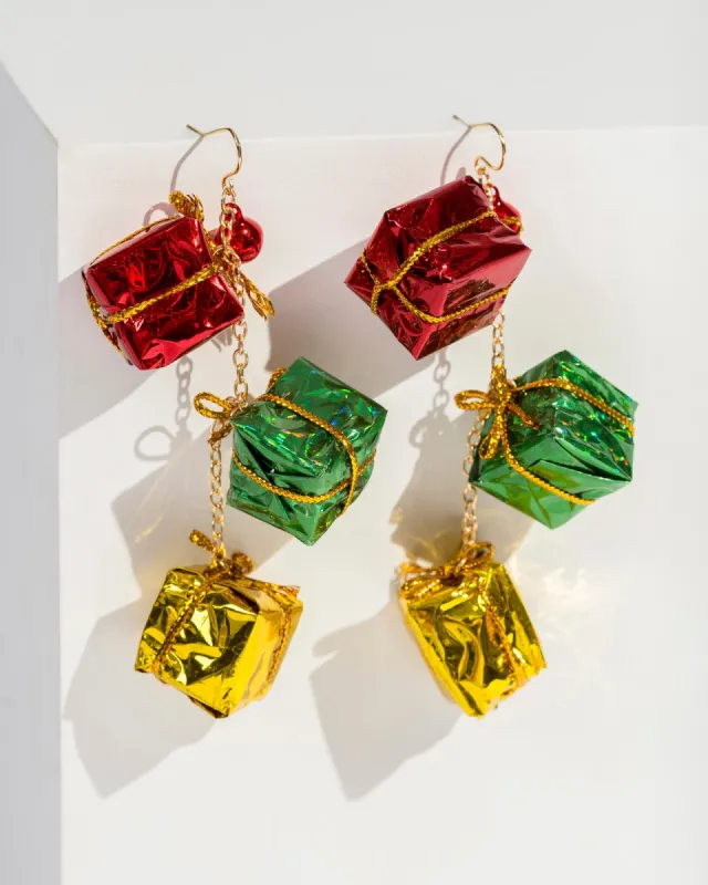 Multi Colour Christmas Present Earrings sold by Collete Hayman