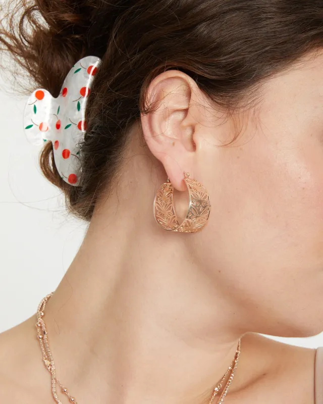 Rose Gold Butterfly Filagree Hoop Earrings sold by Collete Hayman