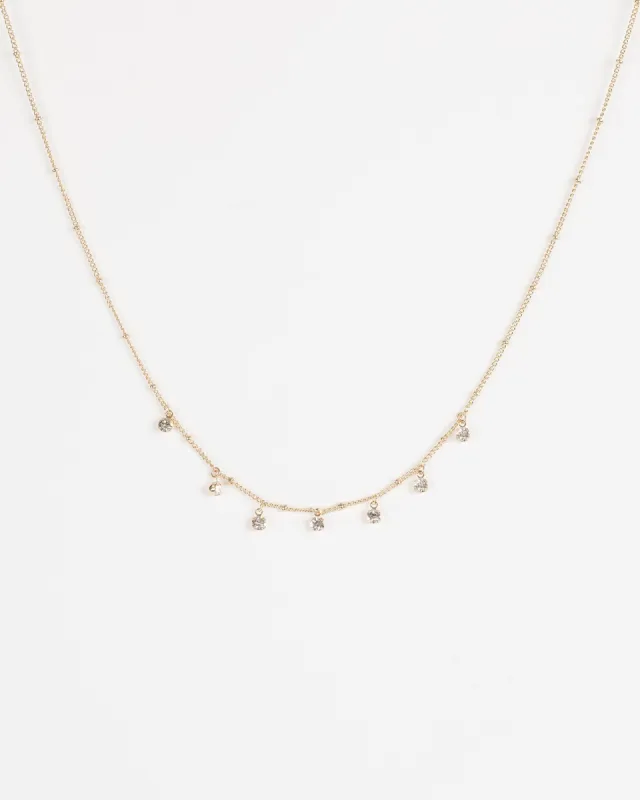 Gold Multi Ball Chain with Crystal Necklace sold by Collete Hayman