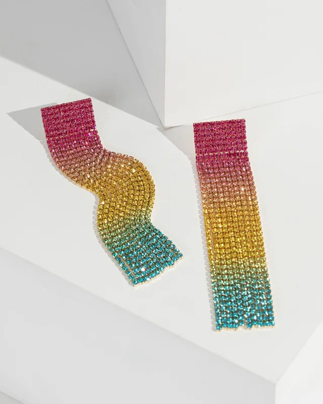 Multi Colour Ombre Cup Chain Tassel Earrings sold by Collete Hayman