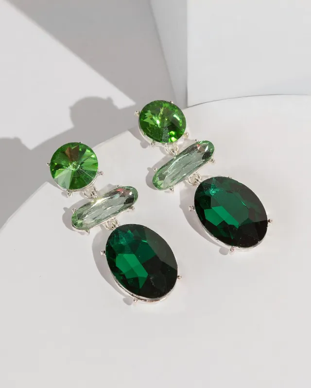 Green Mixed Crystals Drop Earrings sold by Collete Hayman