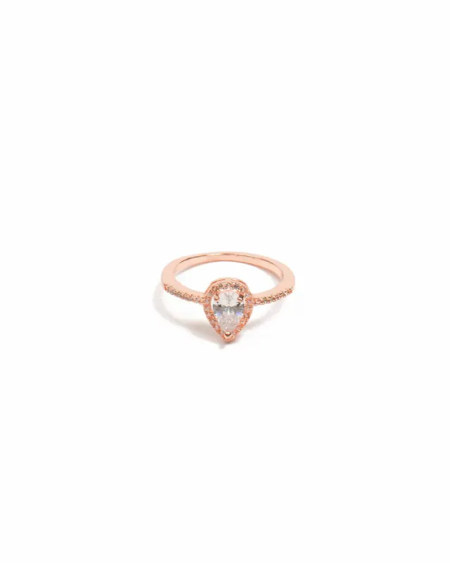 Cubic Zirconia Pear Pave Rose Gold Ring - Medium sold by Collete Hayman