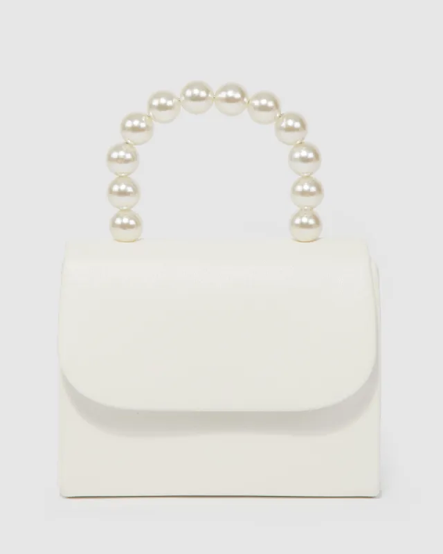 White Mara Pearl Top Handle Bag sold by Collete Hayman