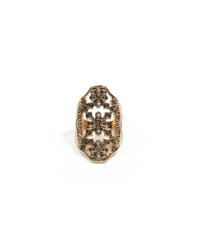 Antique Gold Tone Large Filigree Ring - Medium sold by Collete Hayman