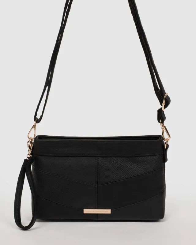 Black Erin Multi Panel Crossbody Bag sold by Collete Hayman