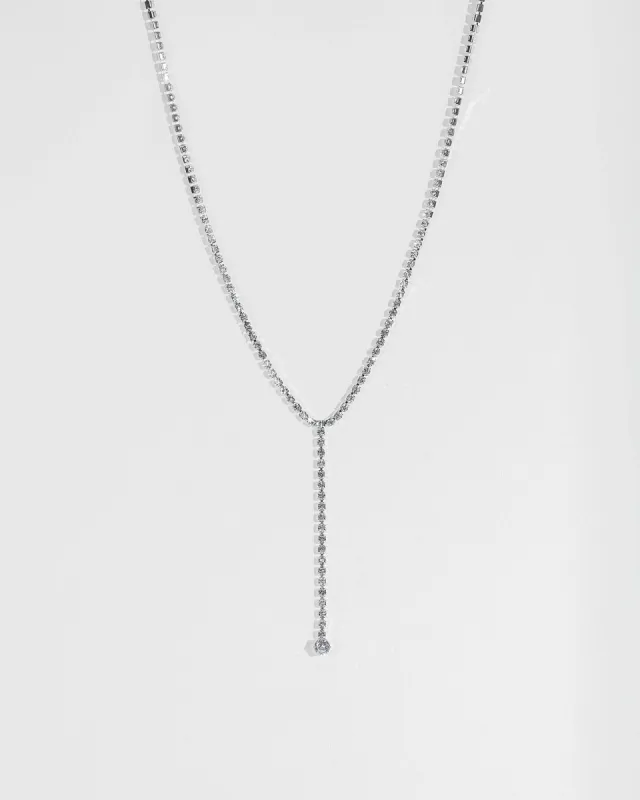 Silver Crystal Lariat Necklace sold by Collete Hayman