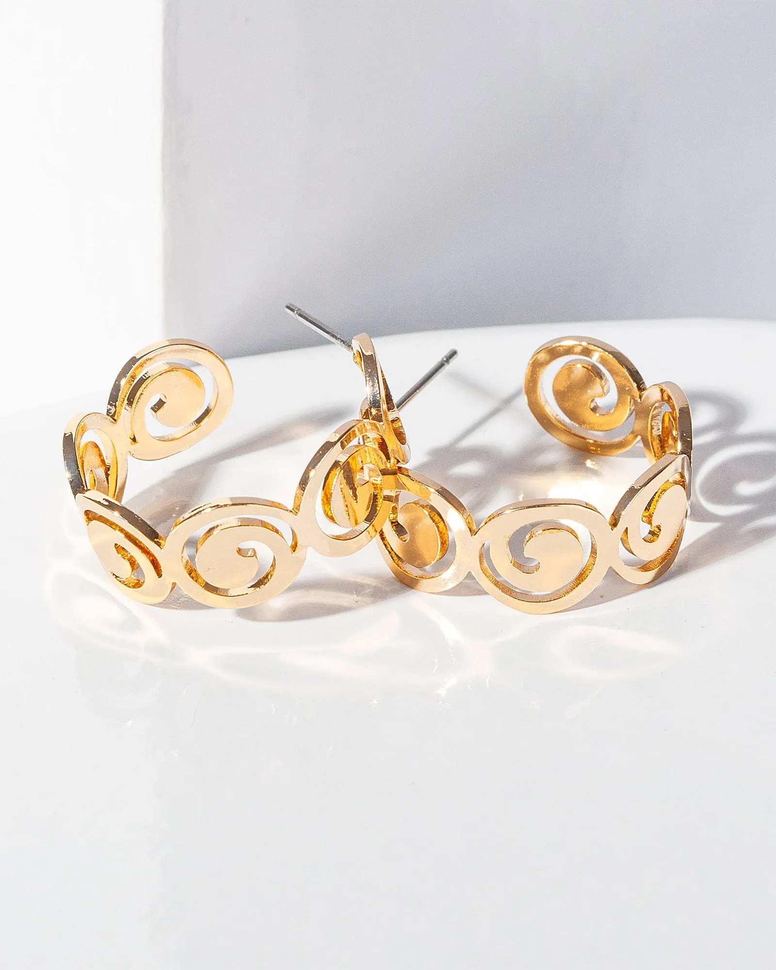 Gold Spiral Hoop Earrings sold by Collete Hayman product image thumbnail 2