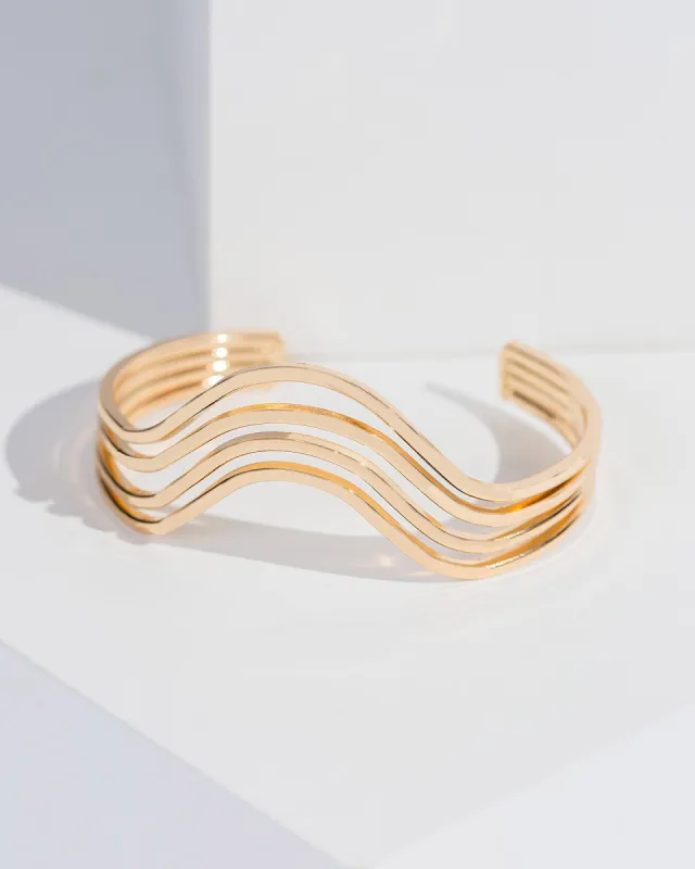 Gold Wavy Cuff Bracelet sold by Collete Hayman