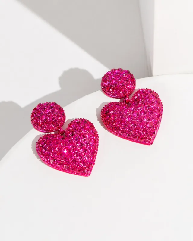 Pink Crystal Heart Earrings sold by Collete Hayman