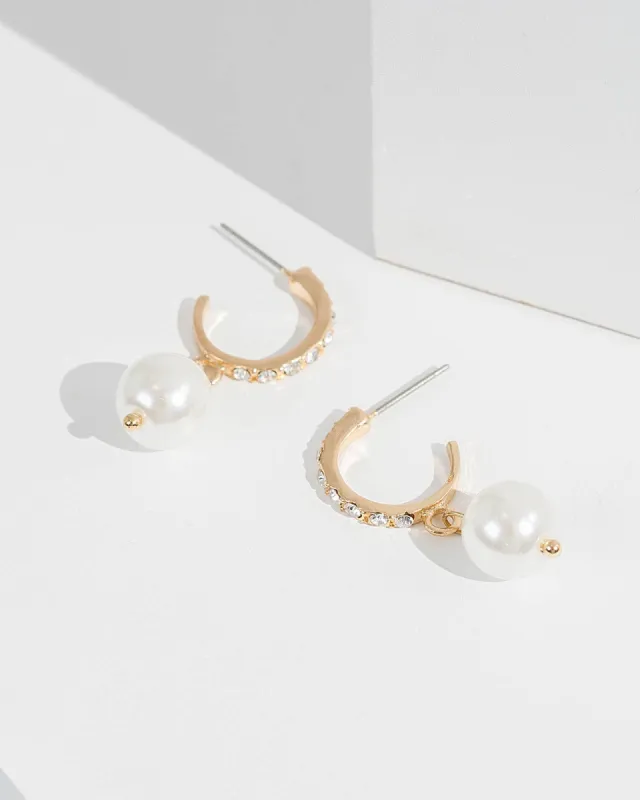White Pave Crystal Hoop Earrings sold by Collete Hayman