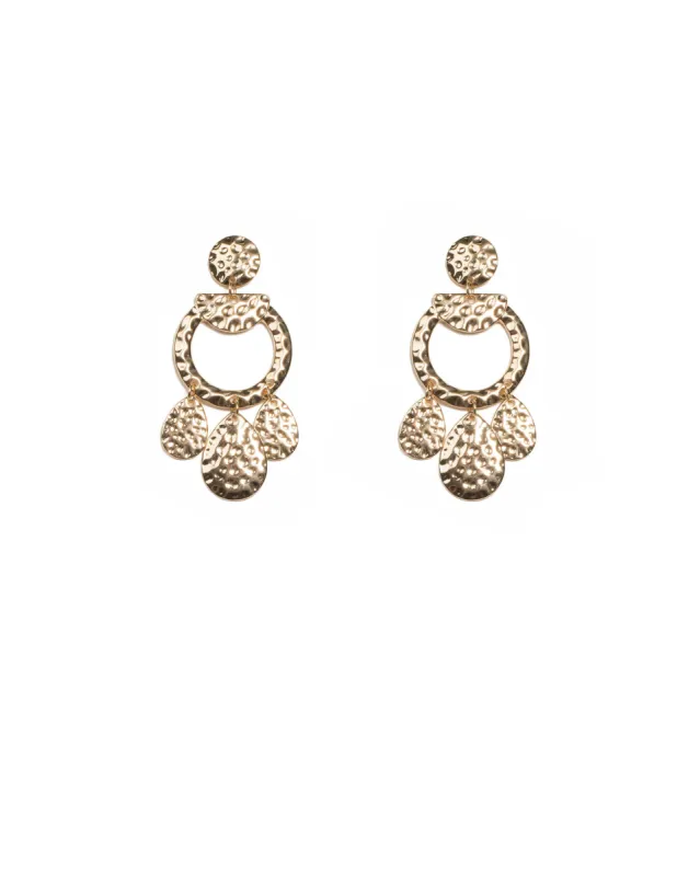 Gold Tone Multi Shape Hammered Metal Earrings sold by Collete Hayman