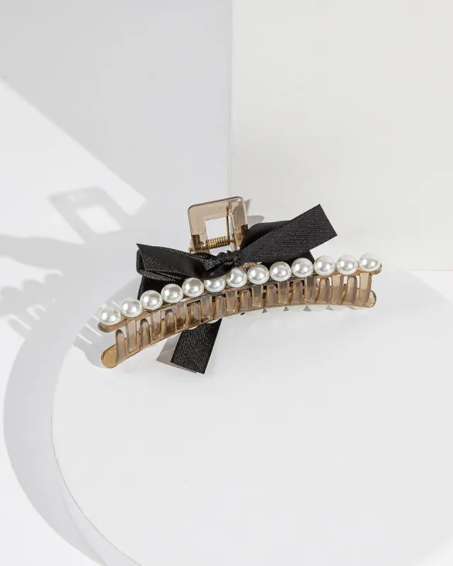 Black Pearl And Bow Claw Clip sold by Collete Hayman