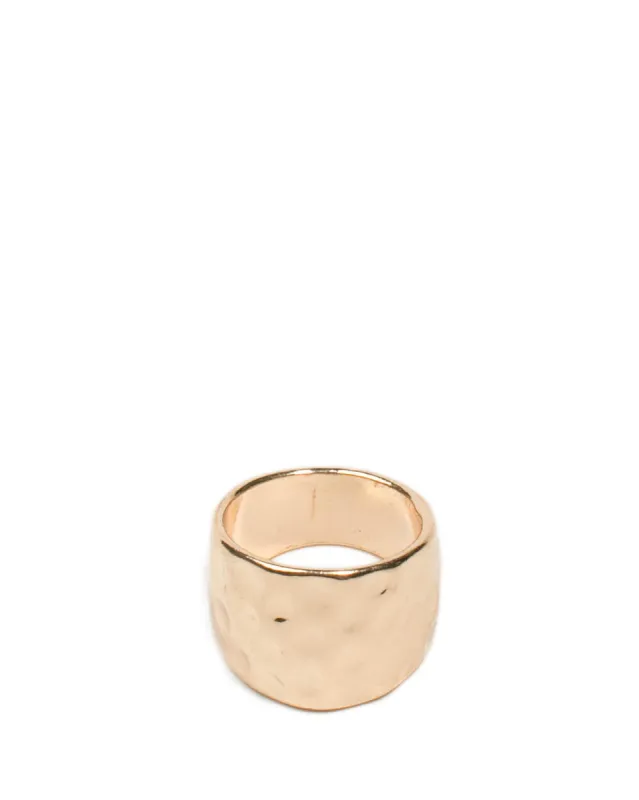 Gold Tone Hammered Metal Ring - Medium sold by Collete Hayman