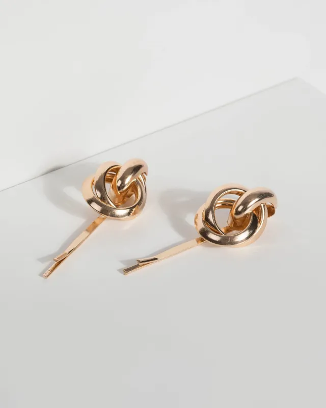Gold Mini Twisted Hair Slides sold by Collete Hayman