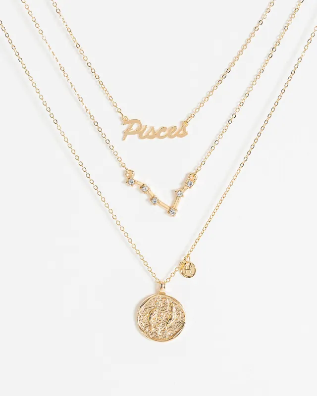 Gold Pisces Zodiac Necklace sold by Collete Hayman