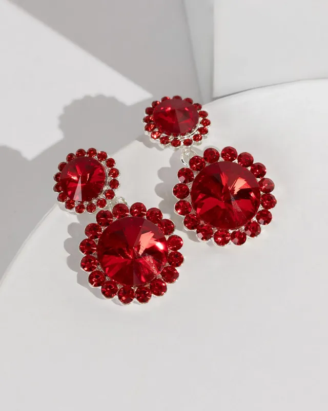 Red Double Crystal Drop Earrings sold by Collete Hayman