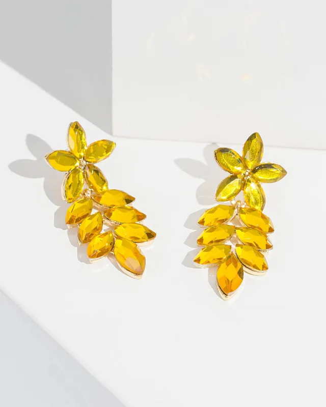 Yellow Crystal Petal Cluster Earrings sold by Collete Hayman