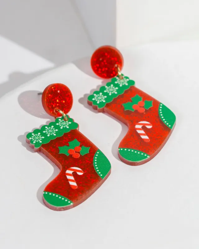 Red Christmas Stocking Earrings sold by Collete Hayman