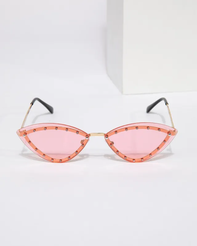 Pink Pointed Embellished Sunglasses sold by Collete Hayman