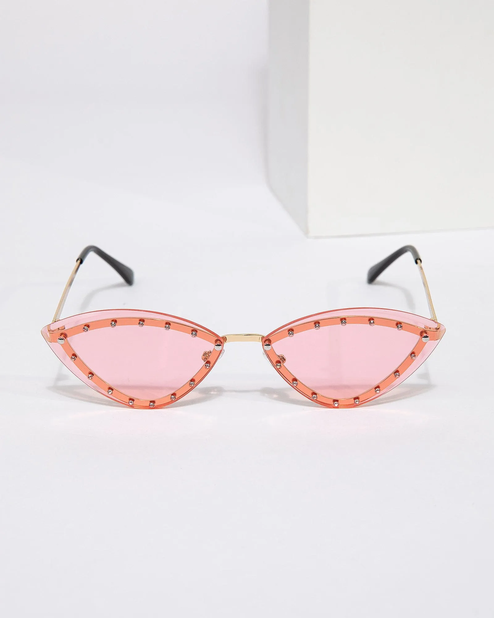 Pink Pointed Embellished Sunglasses sold by Collete Hayman