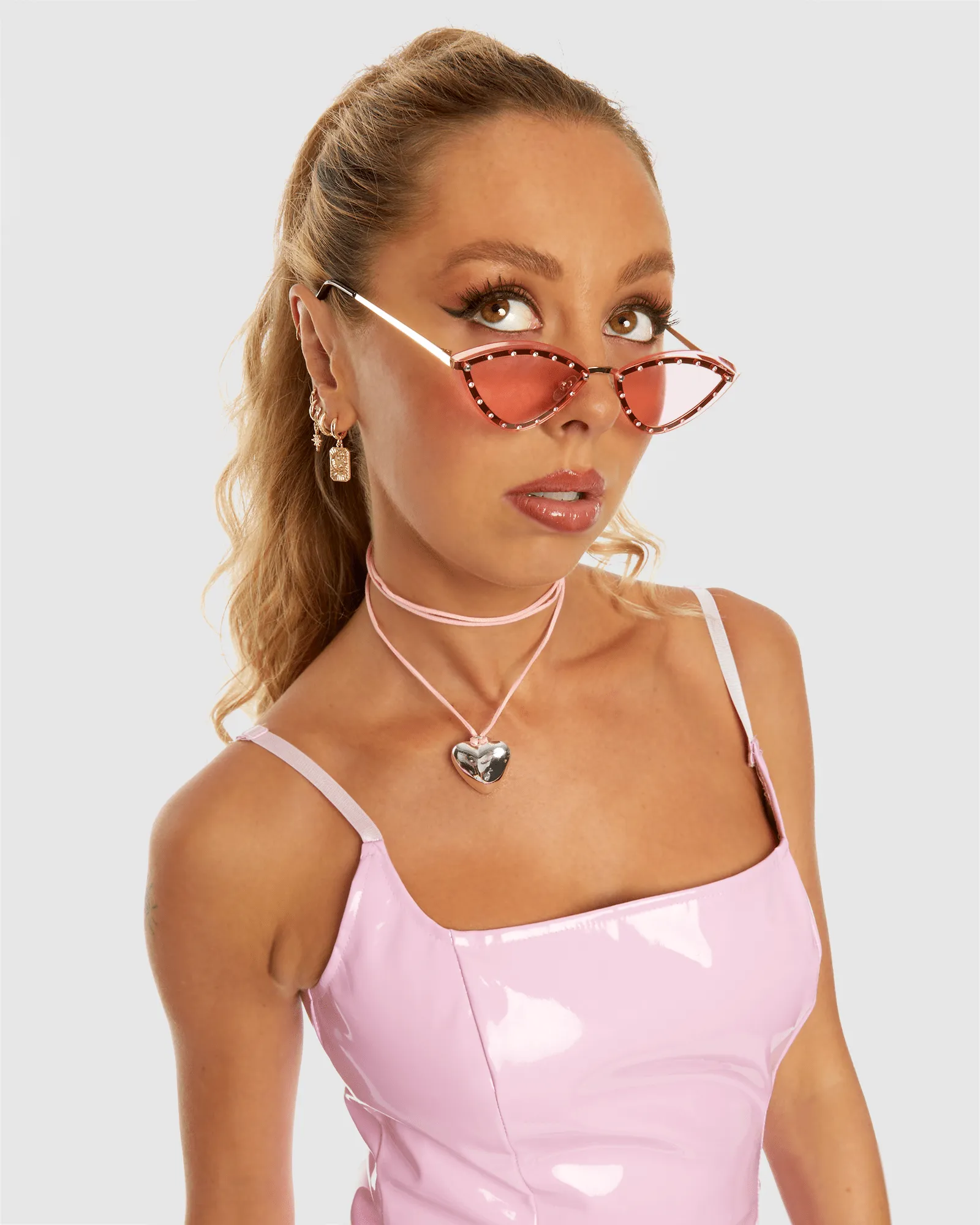 Pink Pointed Embellished Sunglasses sold by Collete Hayman product image thumbnail 2