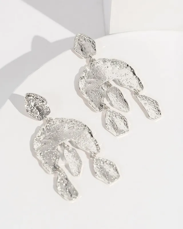 Silver Textured Arch Drop Earrings sold by Collete Hayman