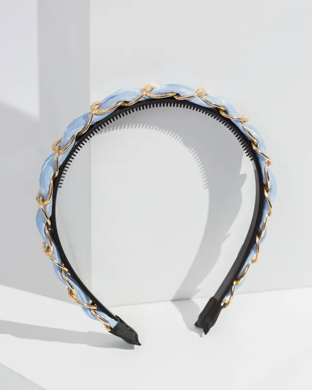 Blue Linked Chain And Fabric Detail Headband sold by Collete Hayman