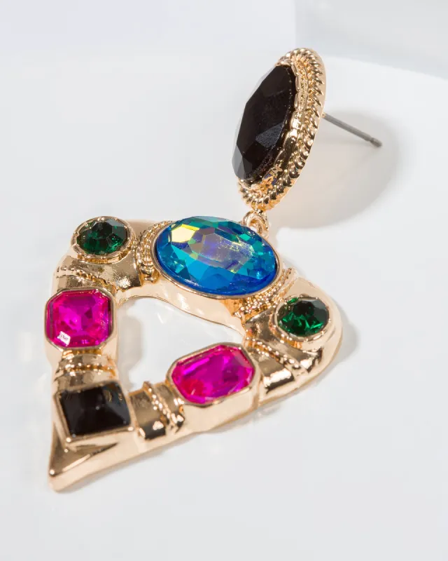 Multi Colour Statement Crystal Drop Earrings sold by Collete Hayman