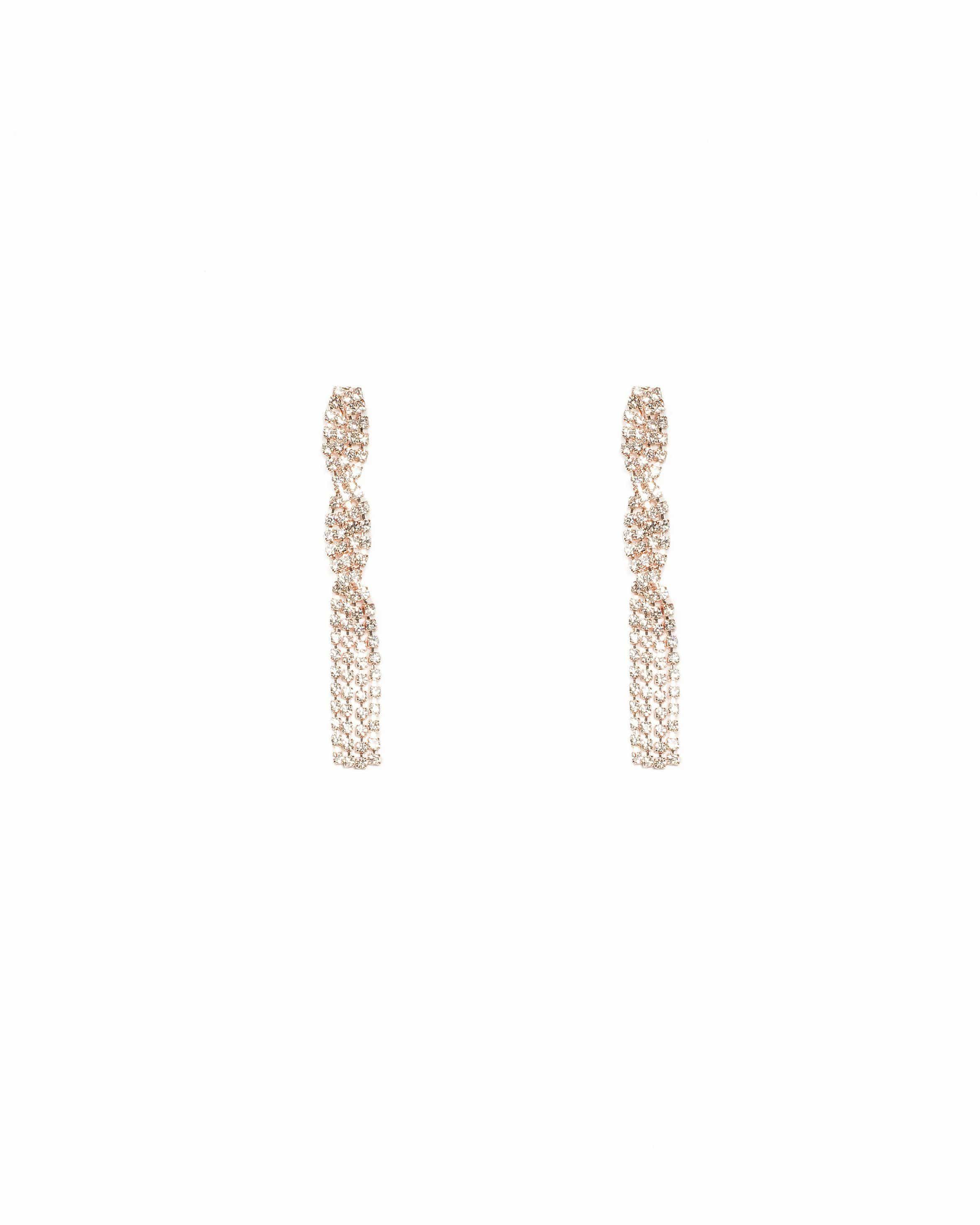 Twisted Diamante Tassel Drop Earrings sold by Collete Hayman