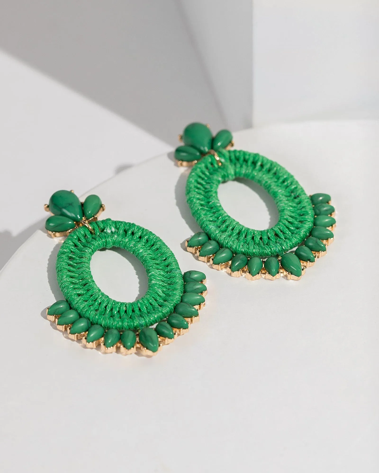 Green Beaded Tassel Wrapped Earrings sold by Collete Hayman