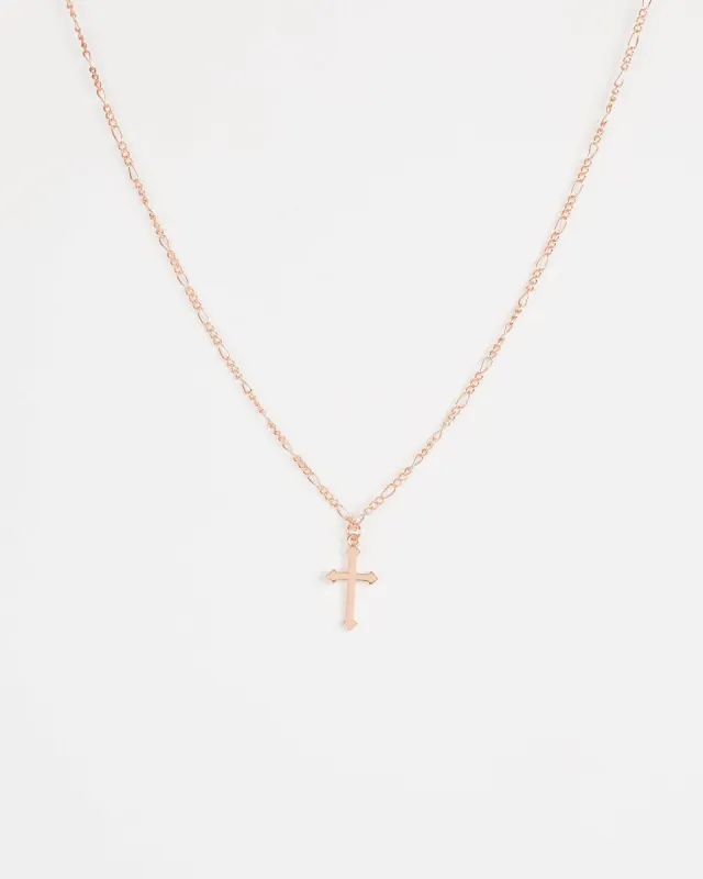 Rose Gold Tone Cross Pendant Link Chain Necklace sold by Collete Hayman