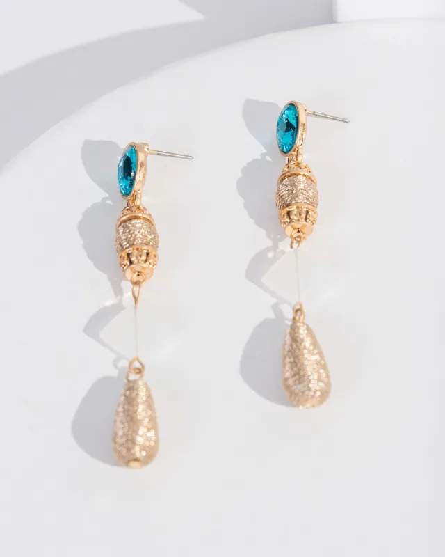 Blue Wrapped Bead Fine Drop Earrings sold by Collete Hayman