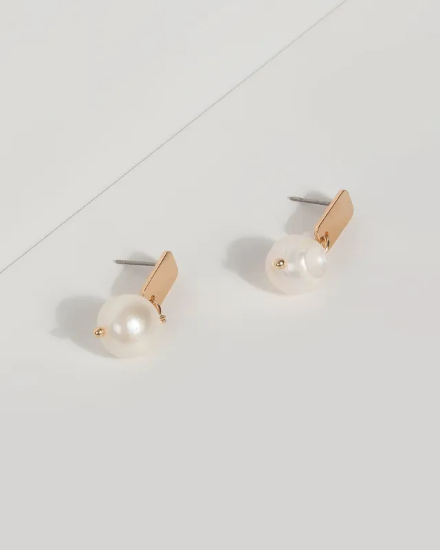 White Pearl Stud Earrings sold by Collete Hayman