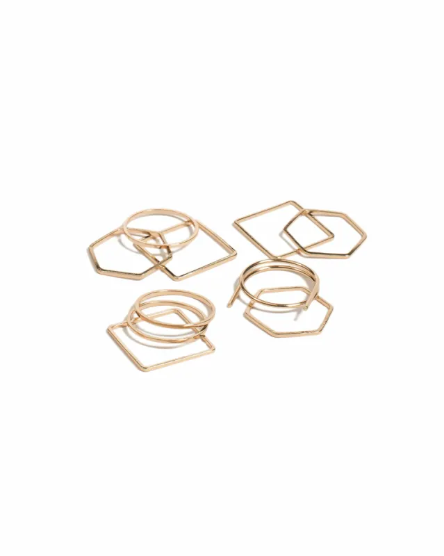 Geo Gold Shape Multi Pack Rings - Large sold by Collete Hayman