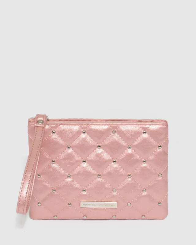 Poppy Stud Pink Wrislet Purse sold by Collete Hayman