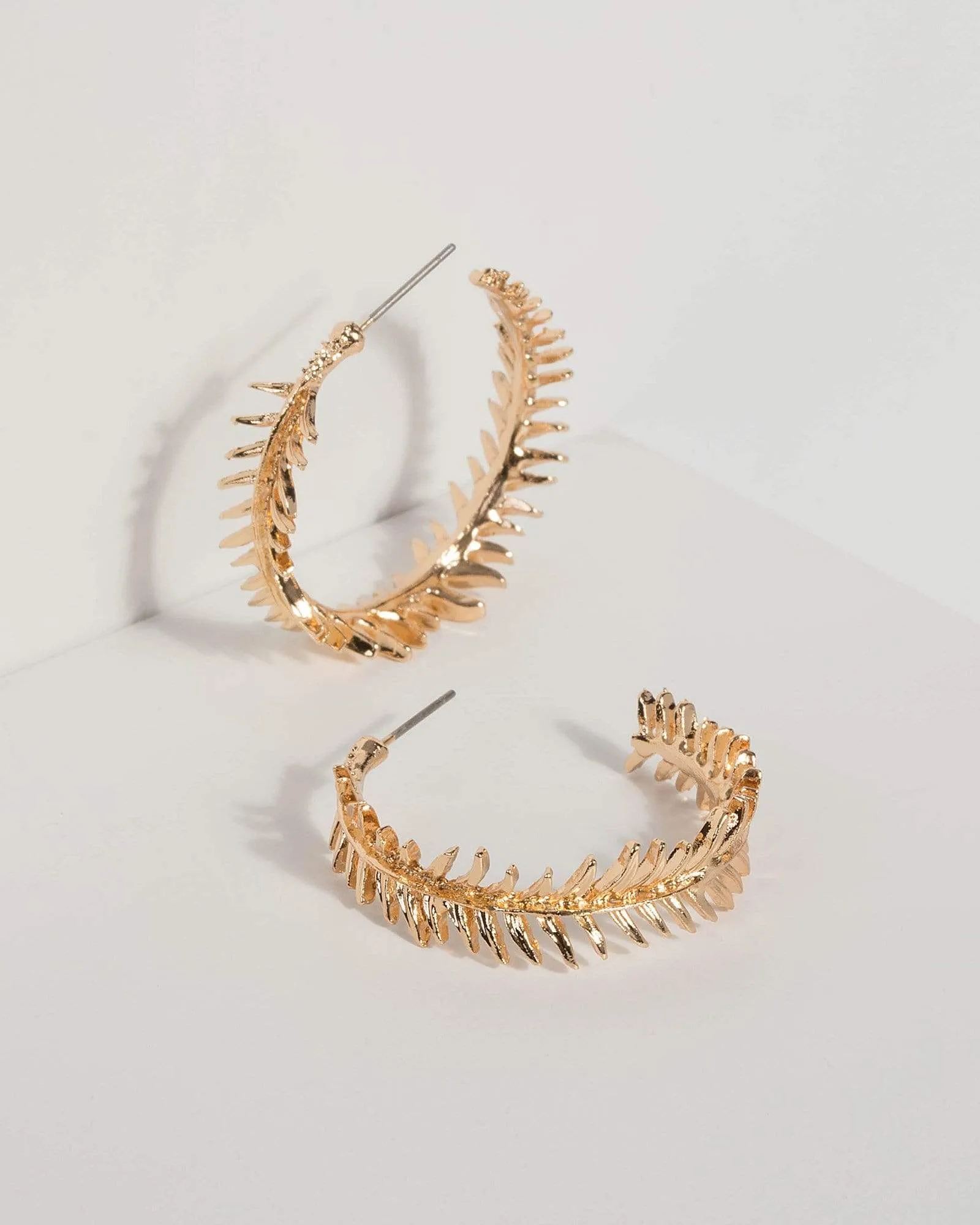 Gold Leaf Detail Hoop Earrings sold by Collete Hayman
