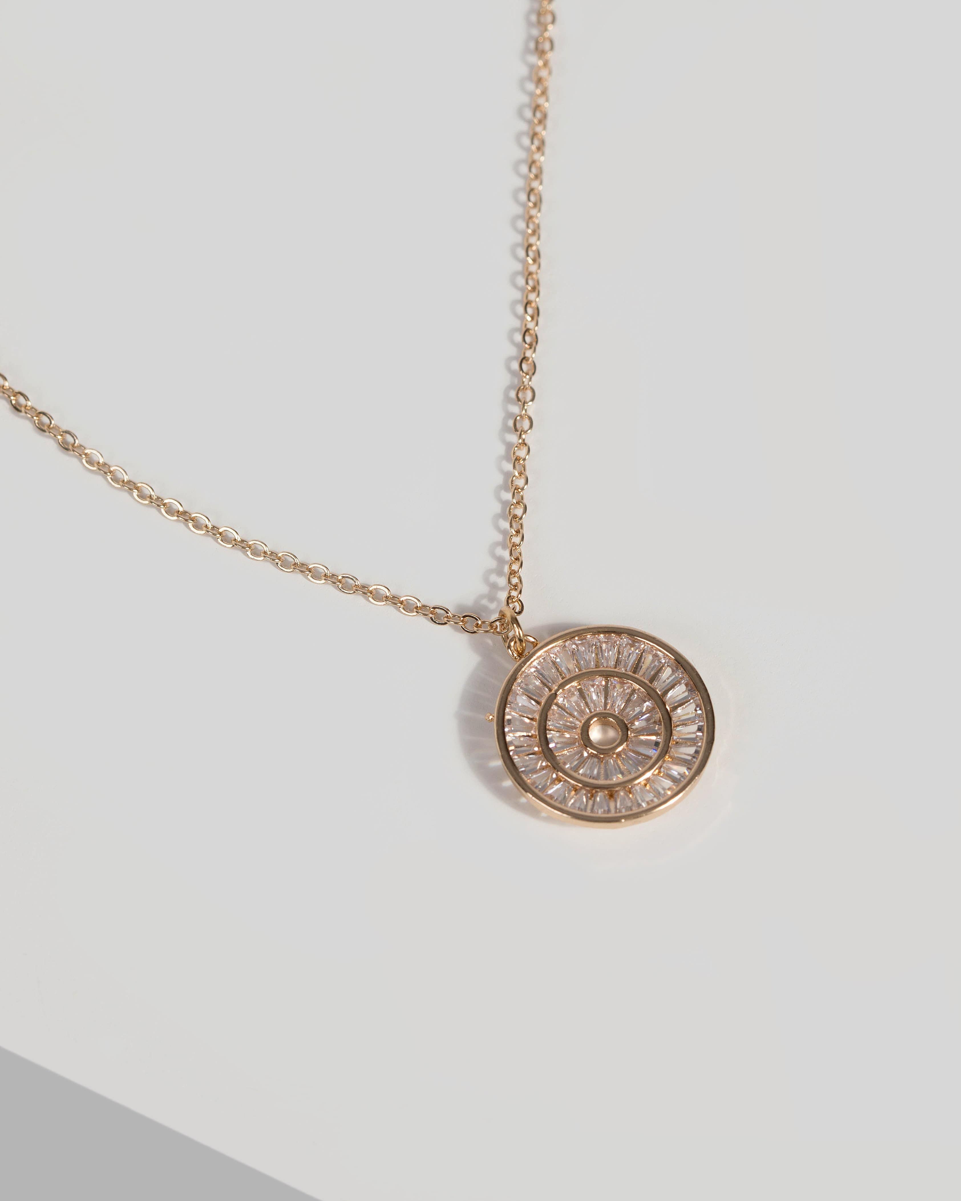 Gold Round Cubic Zirconia Pendant Necklace sold by Collete Hayman