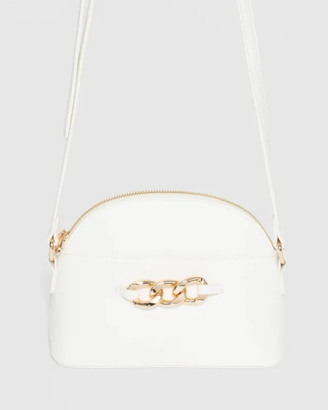 White Tahlor Chain Crossbody Bag sold by Collete Hayman
