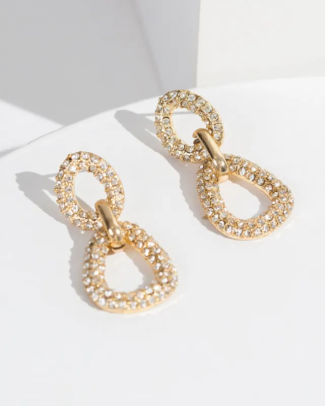 Gold Irregular Pave Drop Earrings sold by Collete Hayman