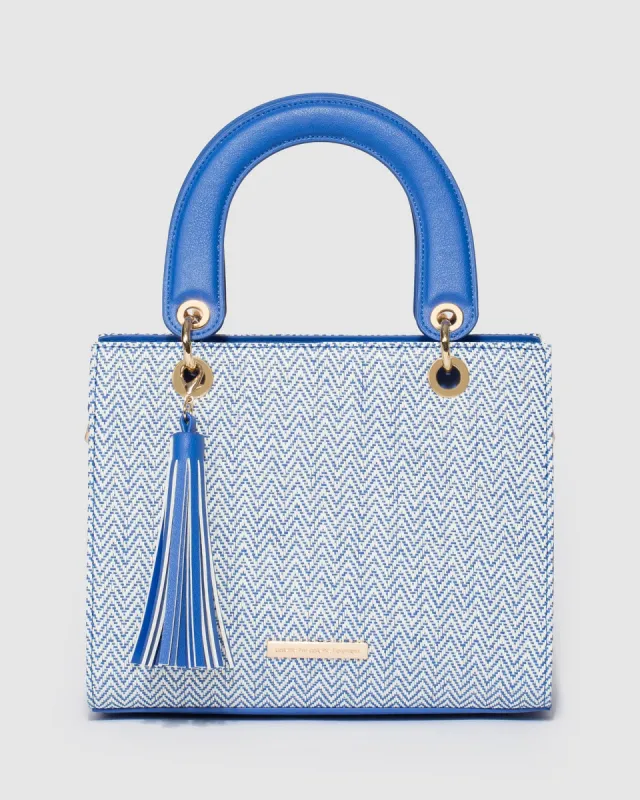 Blue Ella Tassel Tote Bag sold by Collete Hayman