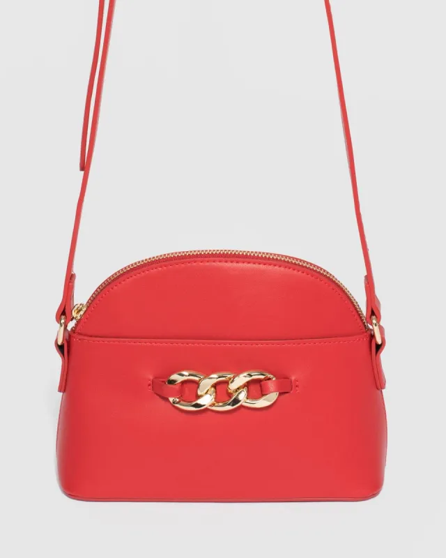 Red Tahlor Chain Crossbody Bag sold by Collete Hayman