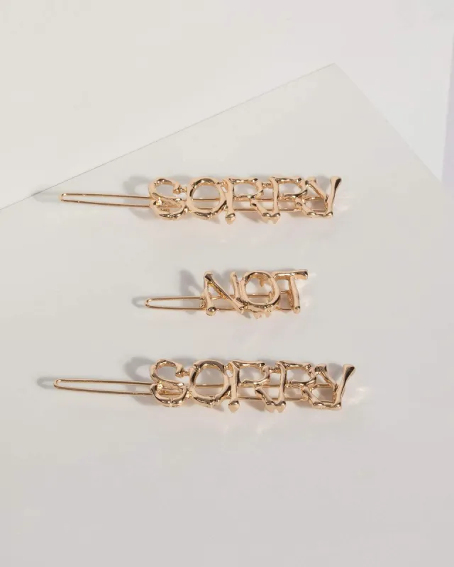 Gold Small Text Hair Clips sold by Collete Hayman