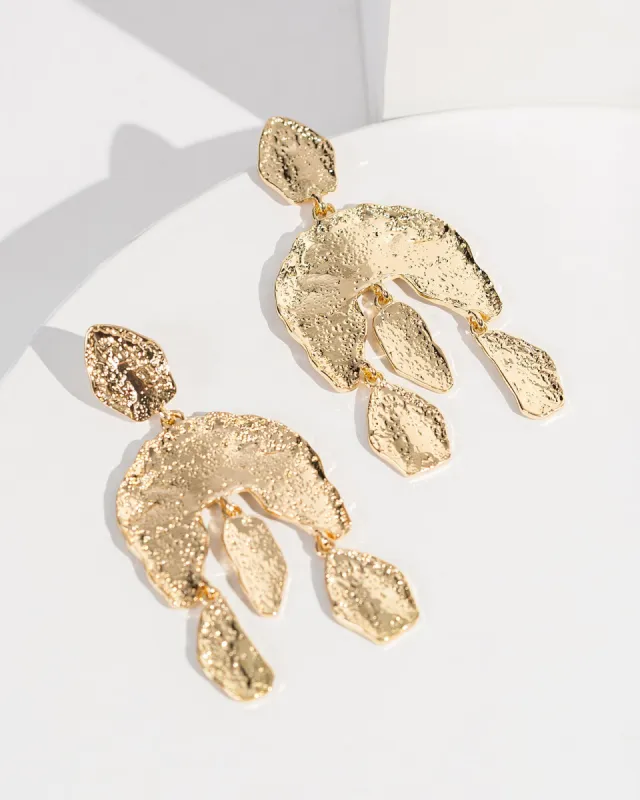 Gold Textured Arch Drop Earrings sold by Collete Hayman