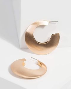 Gold Plain Flat Hoop Earrings sold by Collete Hayman