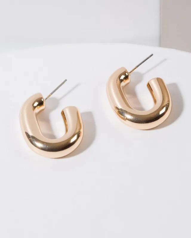 Gold Elongated Hoop Earrings sold by Collete Hayman