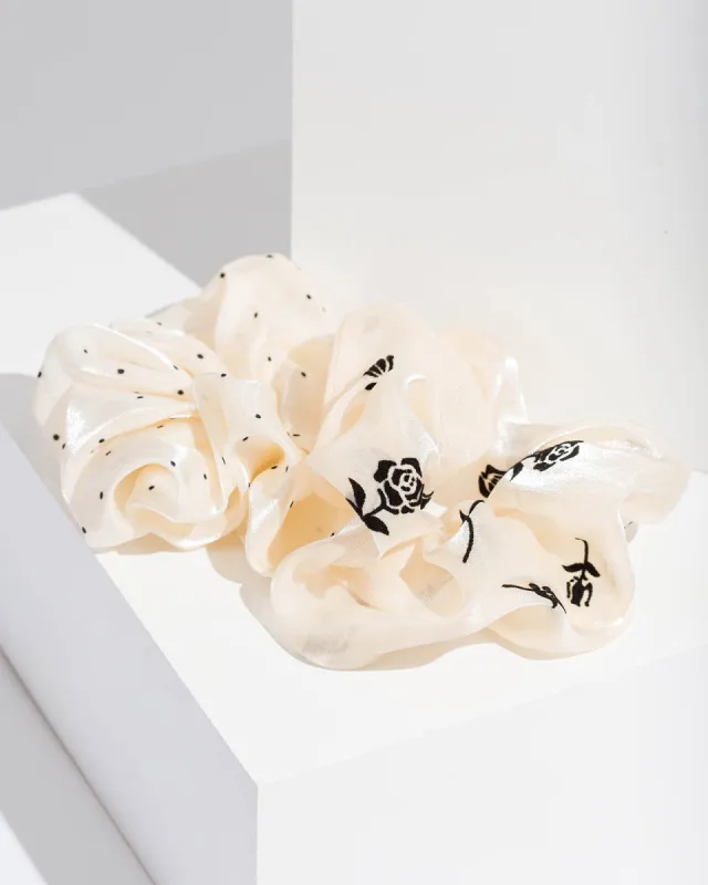 White Flower And Spot Detail Scrunchie Pack sold by Collete Hayman