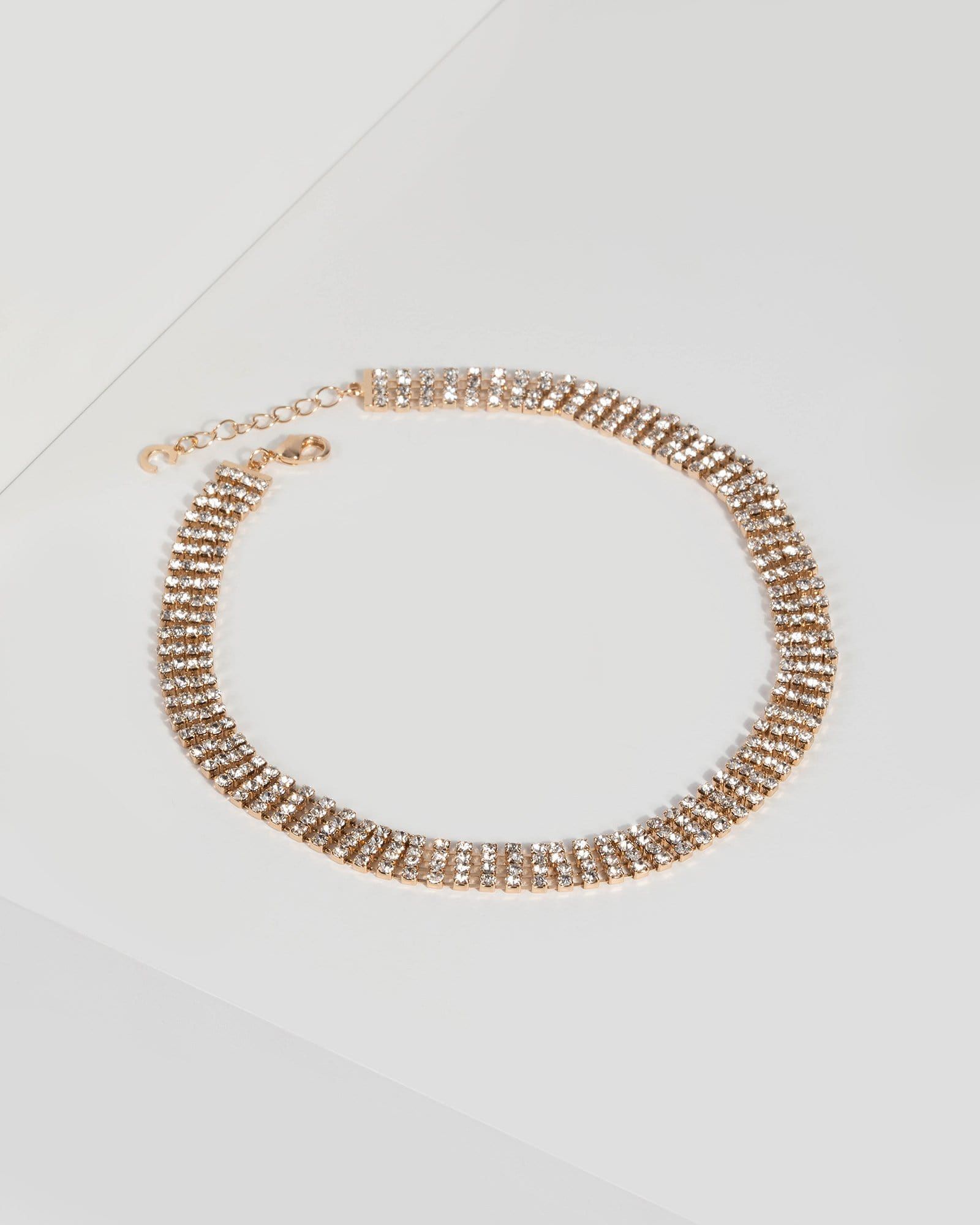 Gold Crystal Multi Row Necklace sold by Collete Hayman