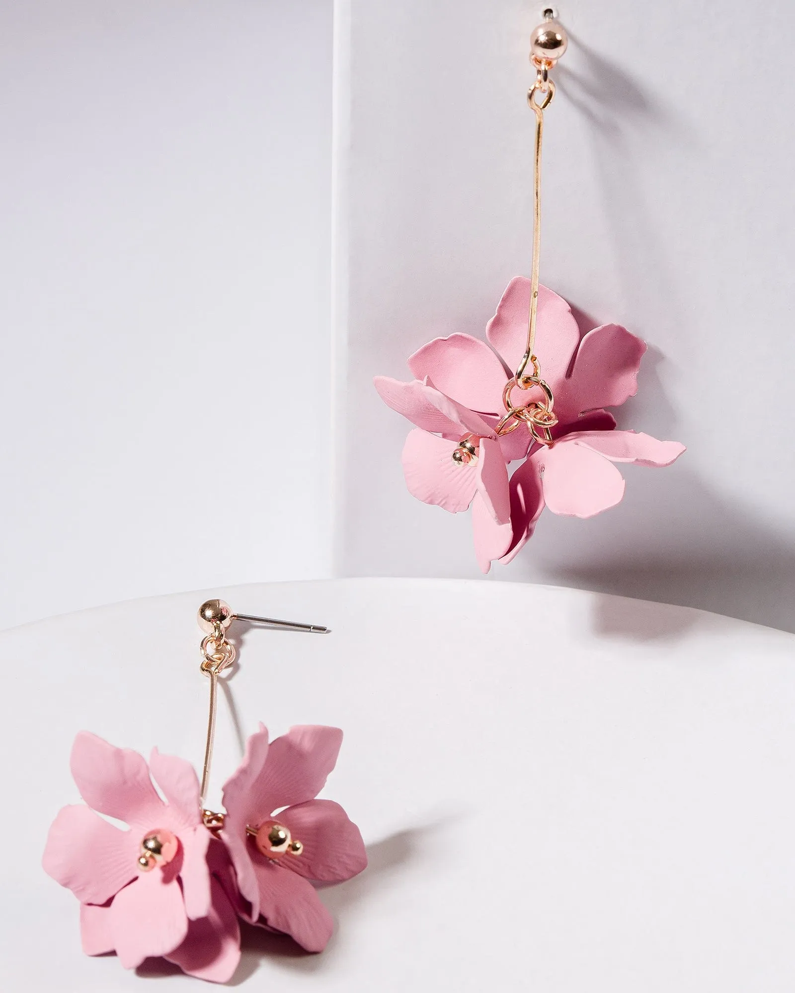 Rose Gold Multi Flower Post Drop Earrings sold by Collete Hayman